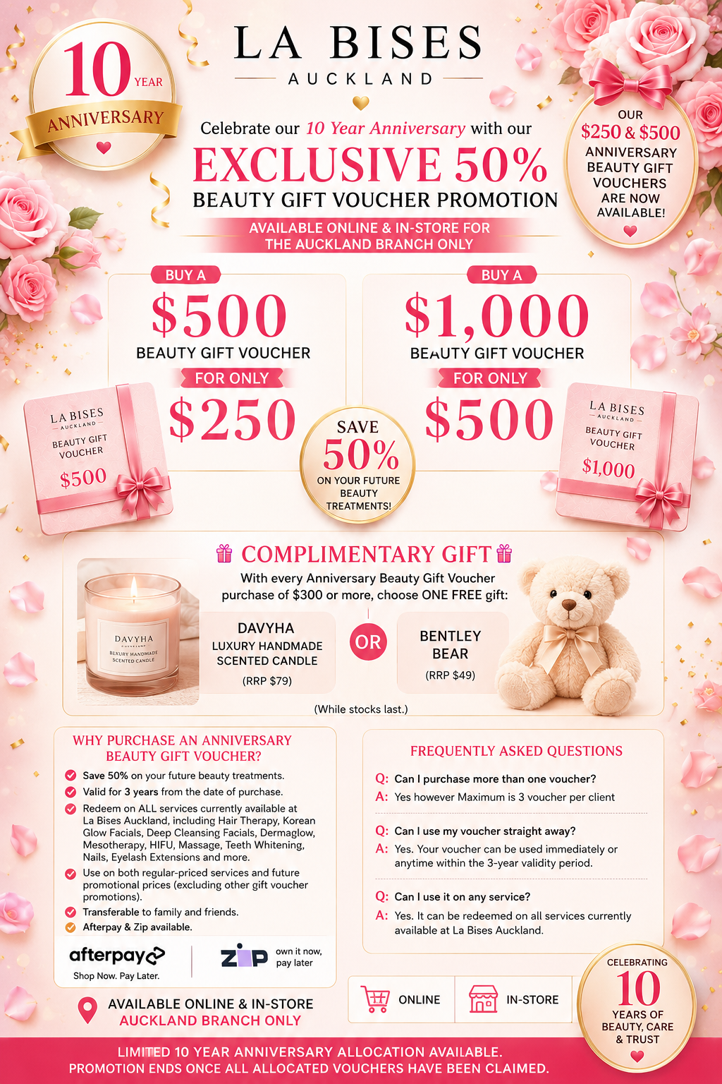 50% OFF BEAUTY VOUCHERS .