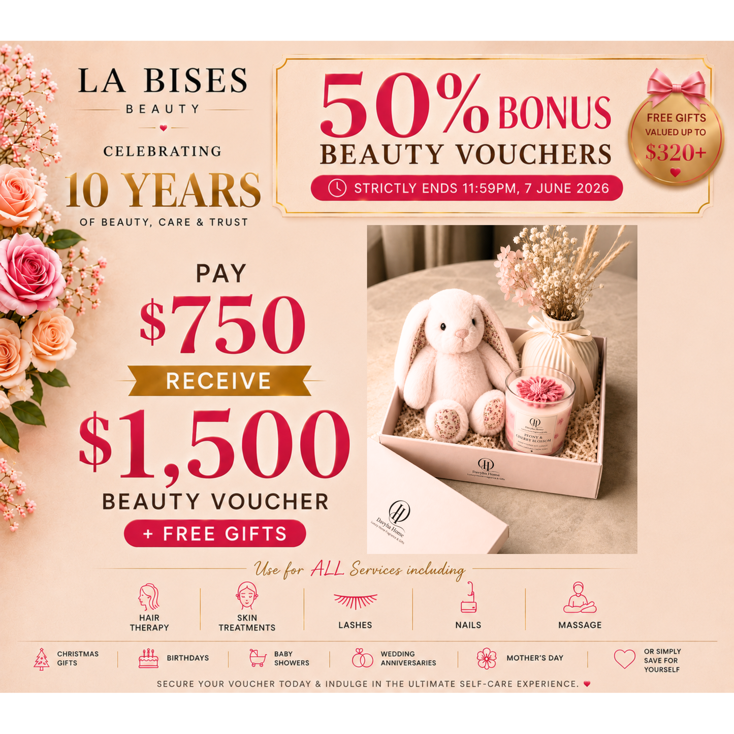50% OFF BEAUTY VOUCHERS