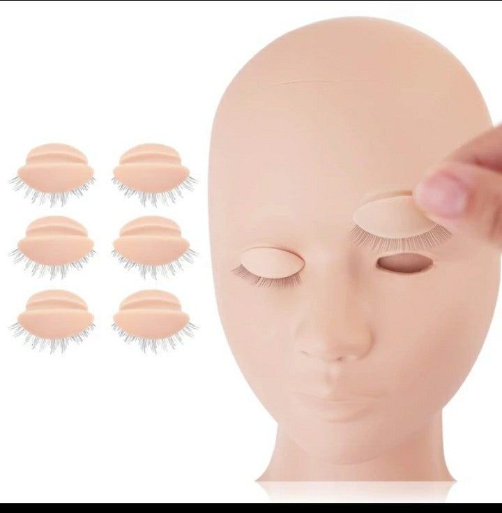 Training lashes Mannequin head with eyelids