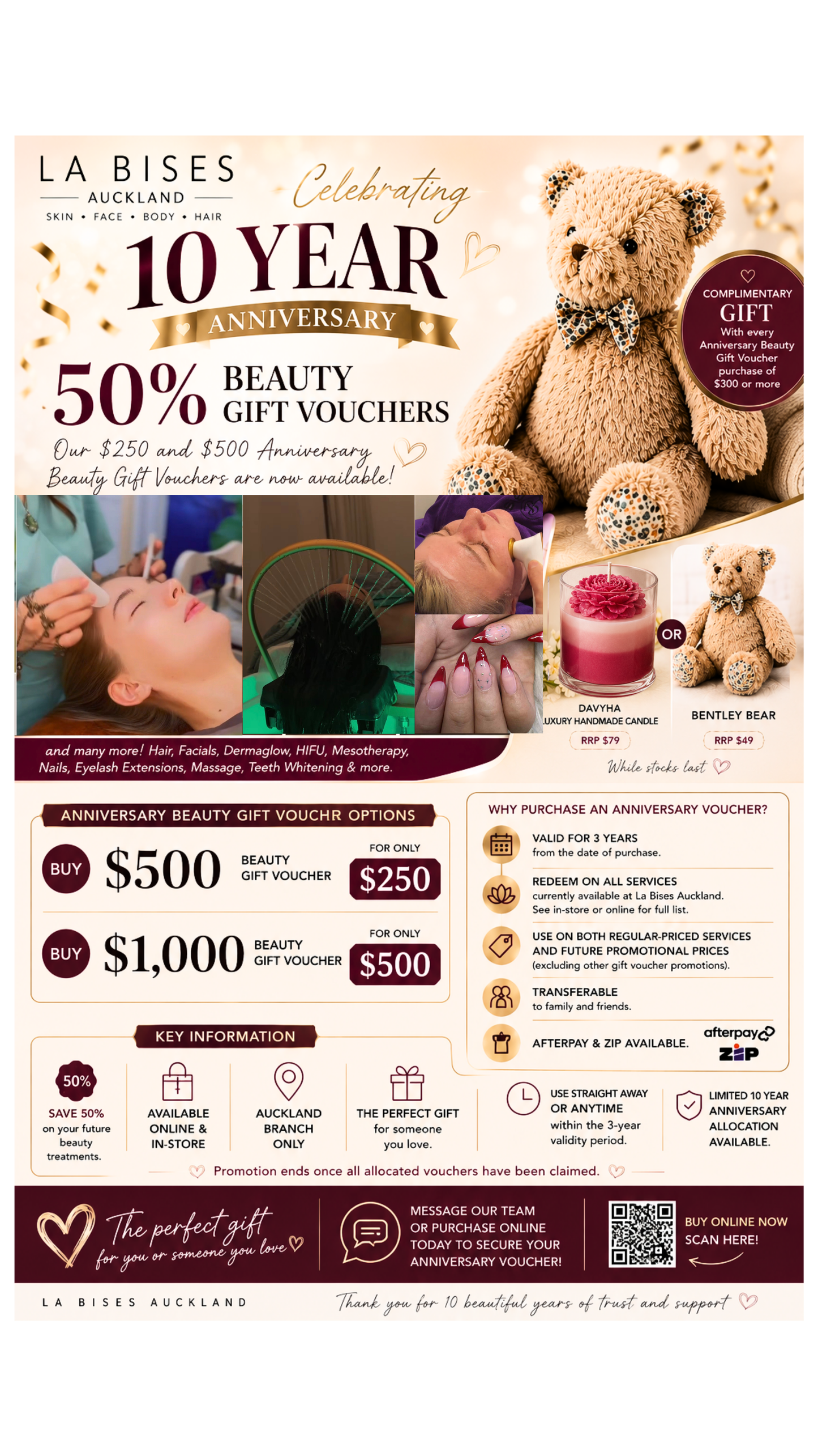 50% OFF BEAUTY VOUCHERS .